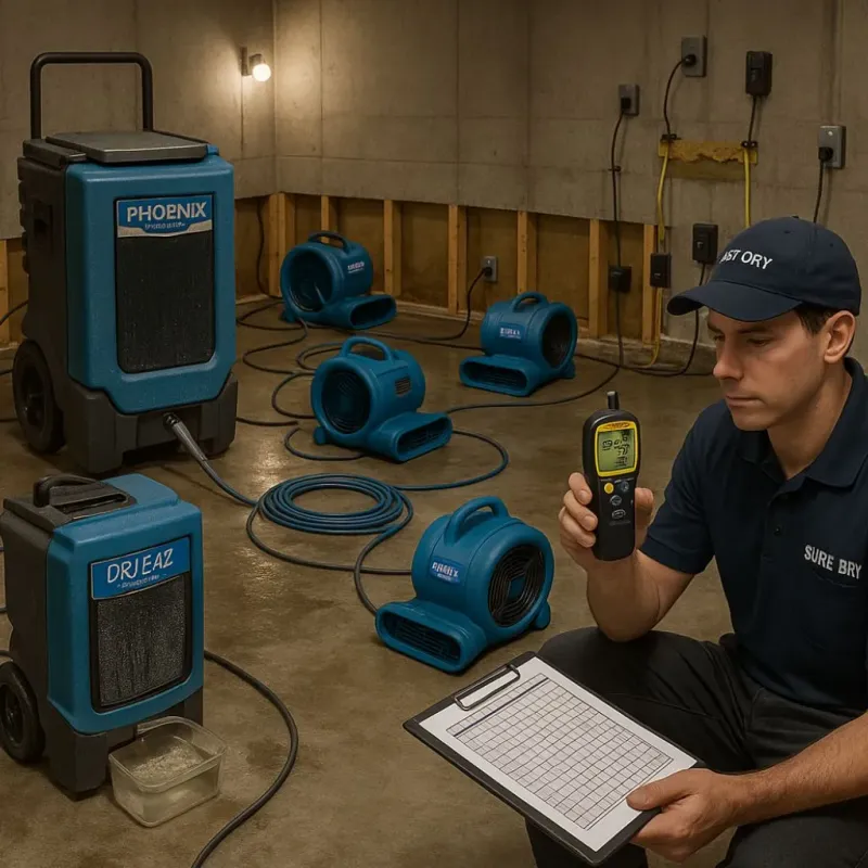 Structural Drying and Dehumidification process in East Riverdale, MD